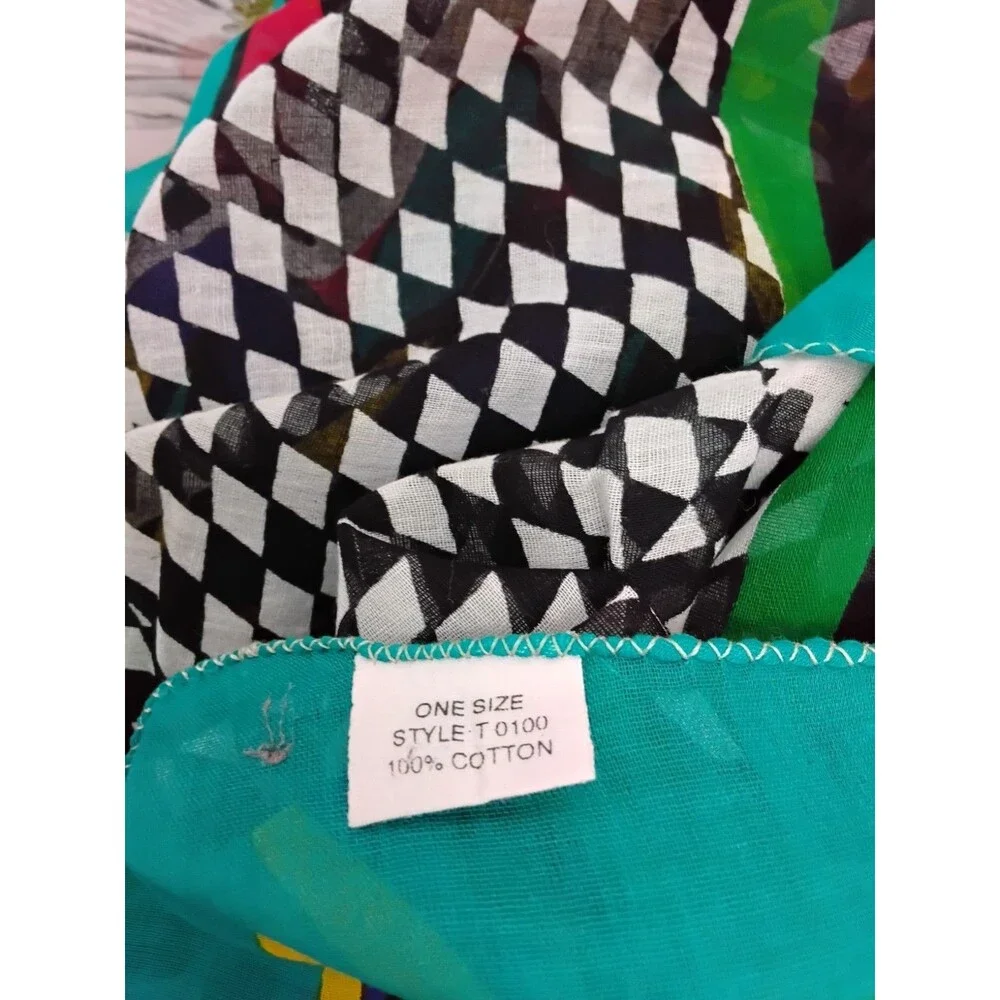 Large one size square cotton scarf 40